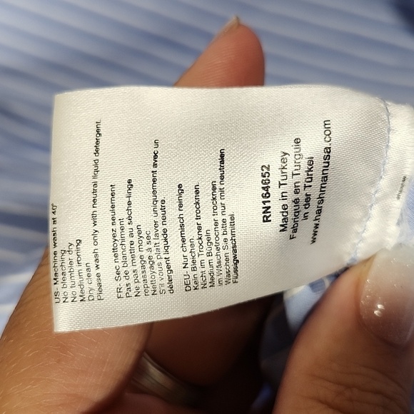 Anthropologie Harshman button back blouse in subtle pinstripe blue motif Small - Picture 12 of 13